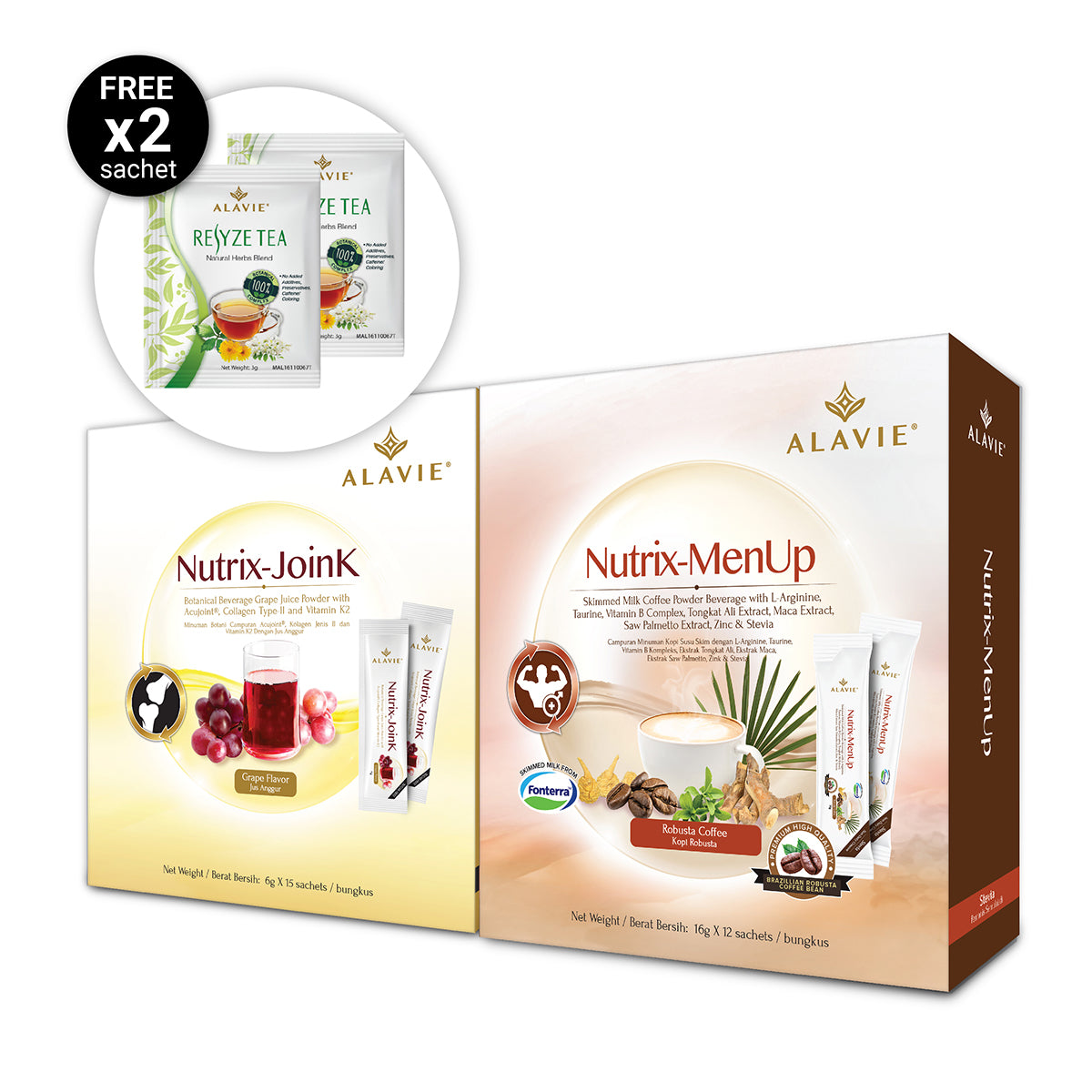 [Limited Bundle] 1b ALAVIE Nutrix-JoinK 15s + 1b ALAVIE Nutrix-MenUp 12s *Men Supplement, Joint Care, Maca, Tongkat Ali*